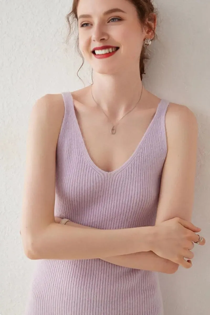 100 Cashmere Sleeveless Rib-Knit Midi Sweater Dress
