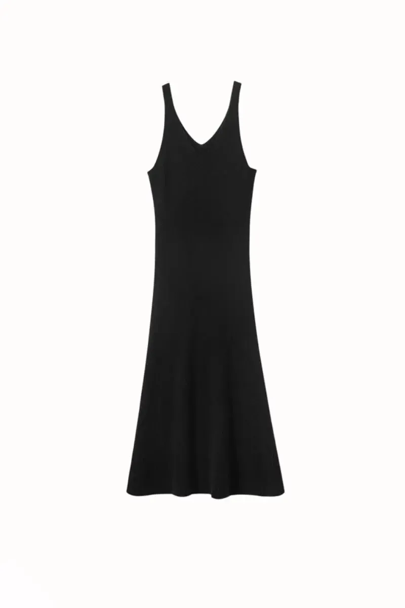 100 Cashmere Sleeveless Rib-Knit Midi Sweater Dress