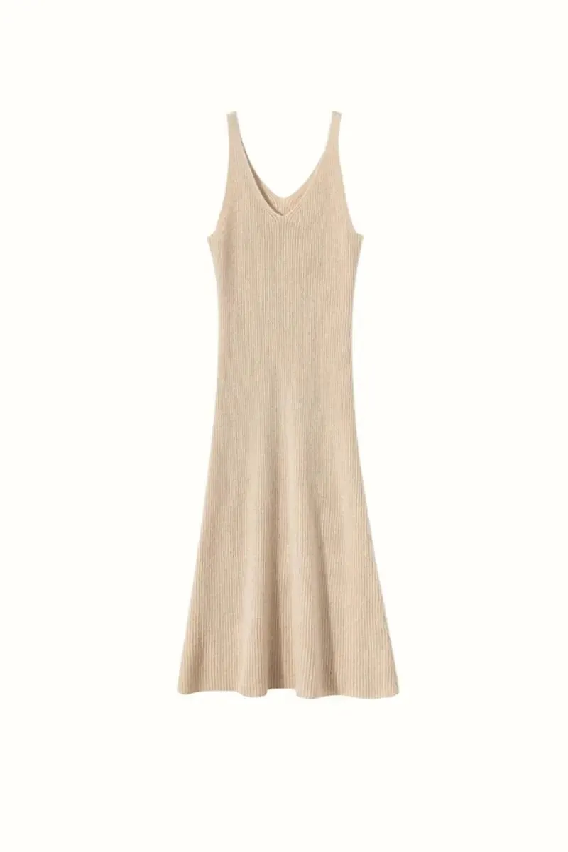 100 Cashmere Sleeveless Rib-Knit Midi Sweater Dress