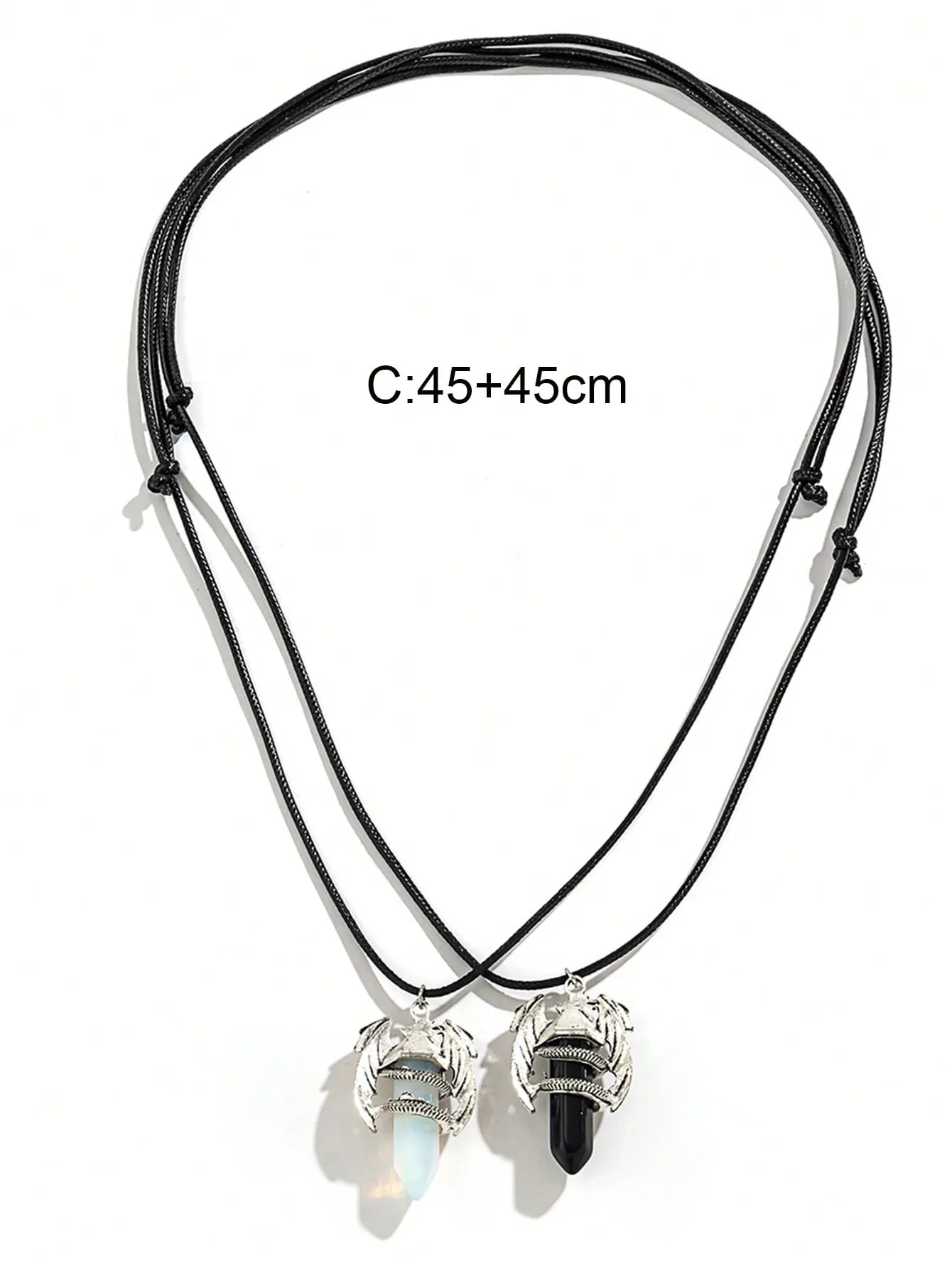 2pcs Dragon Crystal Pendant Necklace Set for Couples Friendship Necklace
