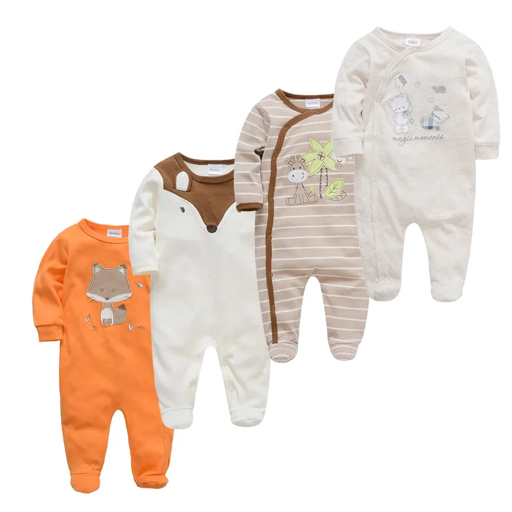 Baby's Long Sleeve Printed Cotton Summer Rompers
