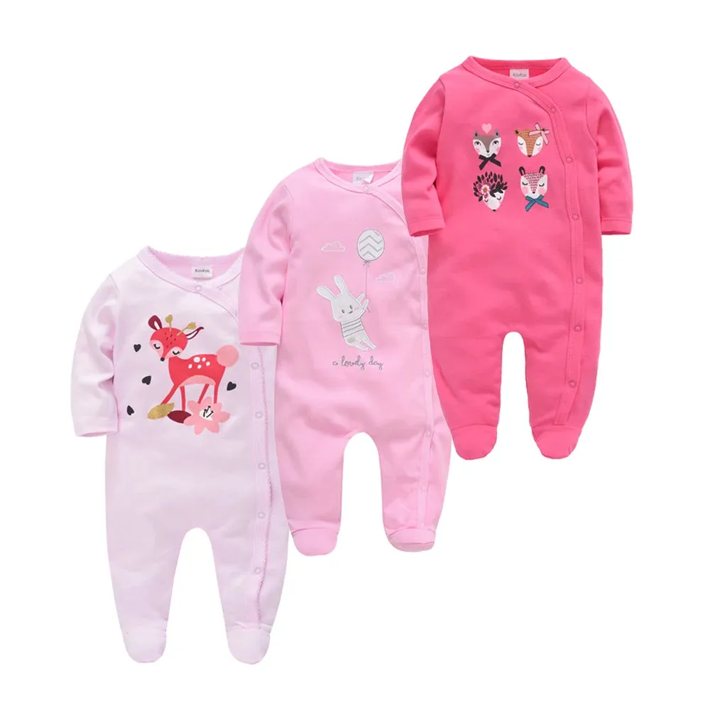 Baby's Long Sleeve Printed Cotton Summer Rompers