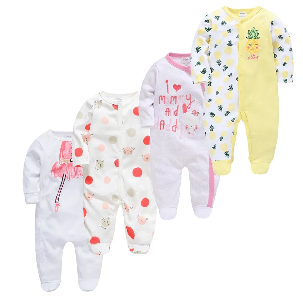 Baby's Long Sleeve Printed Cotton Summer Rompers