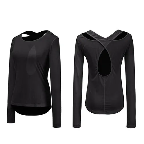 Backless Cross Yoga Fitness T-Shirt