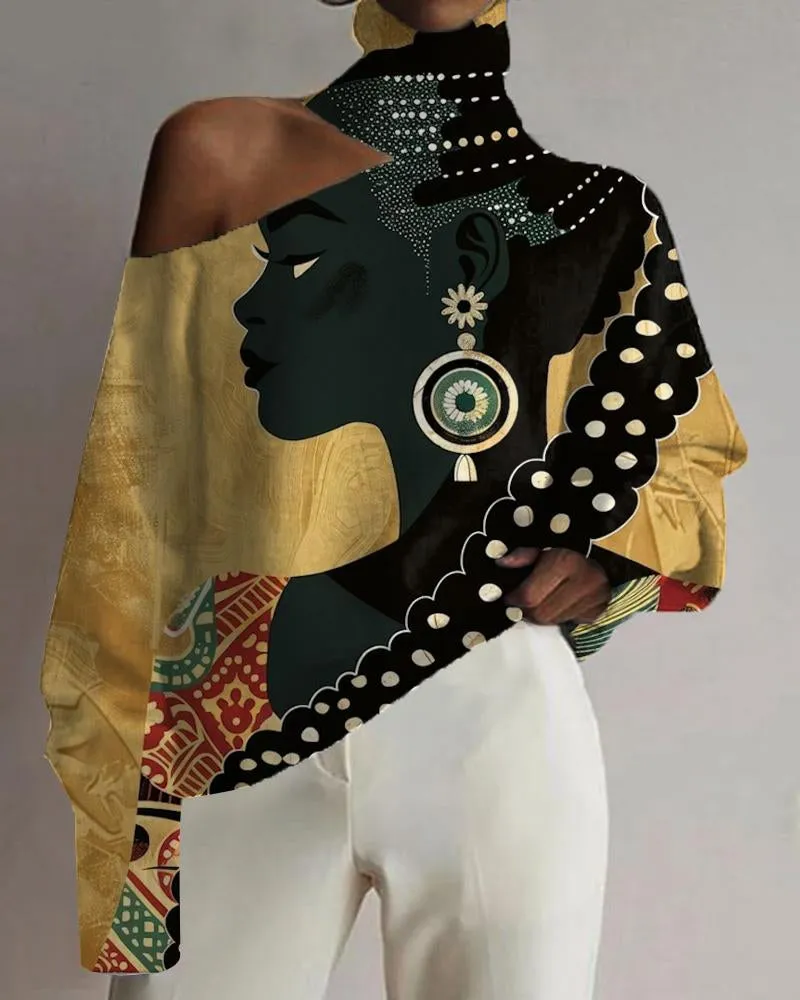 Black Art Ethnic Personality Hollow Ladies Top