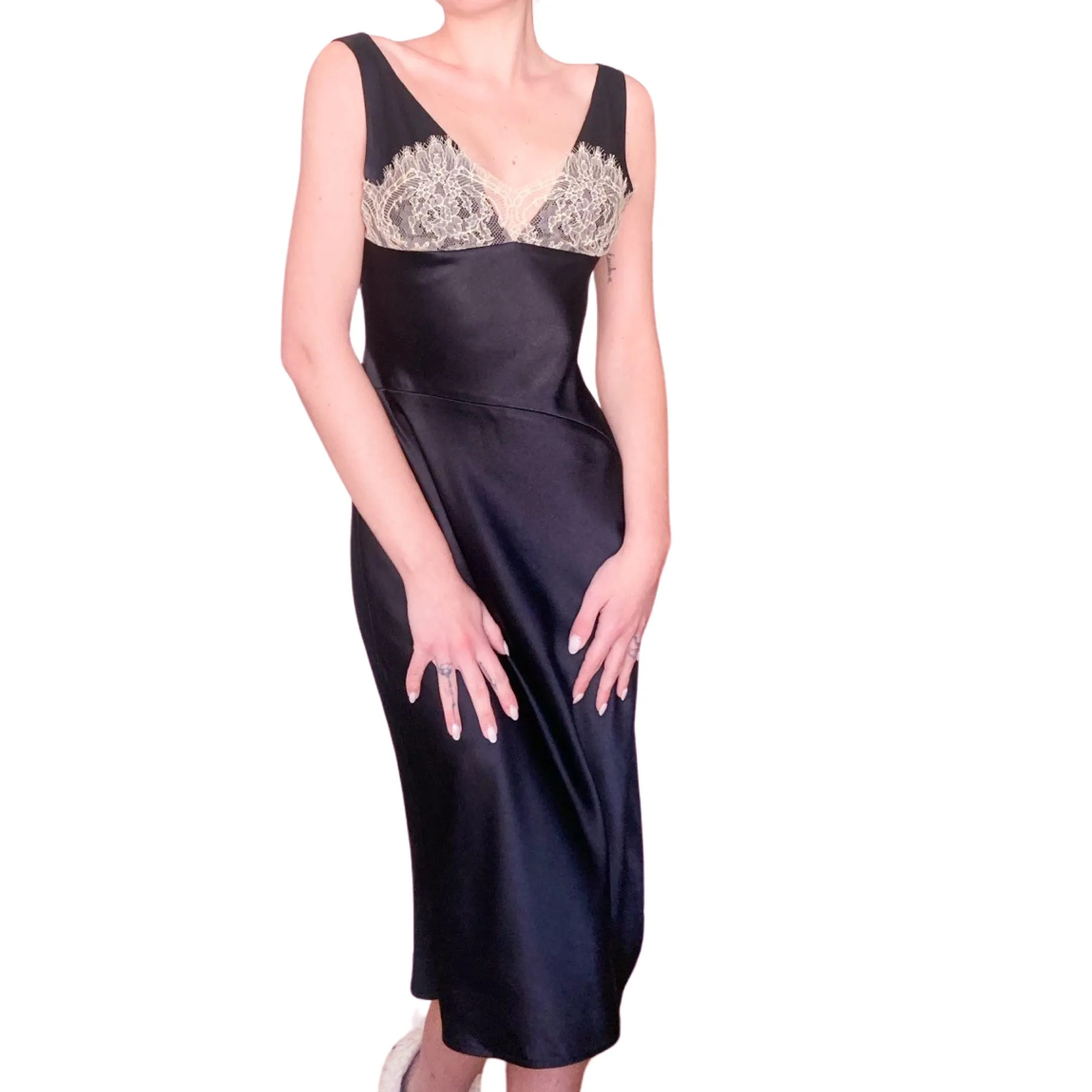 Blumarine F/W 1998 Runway Black Satin dress