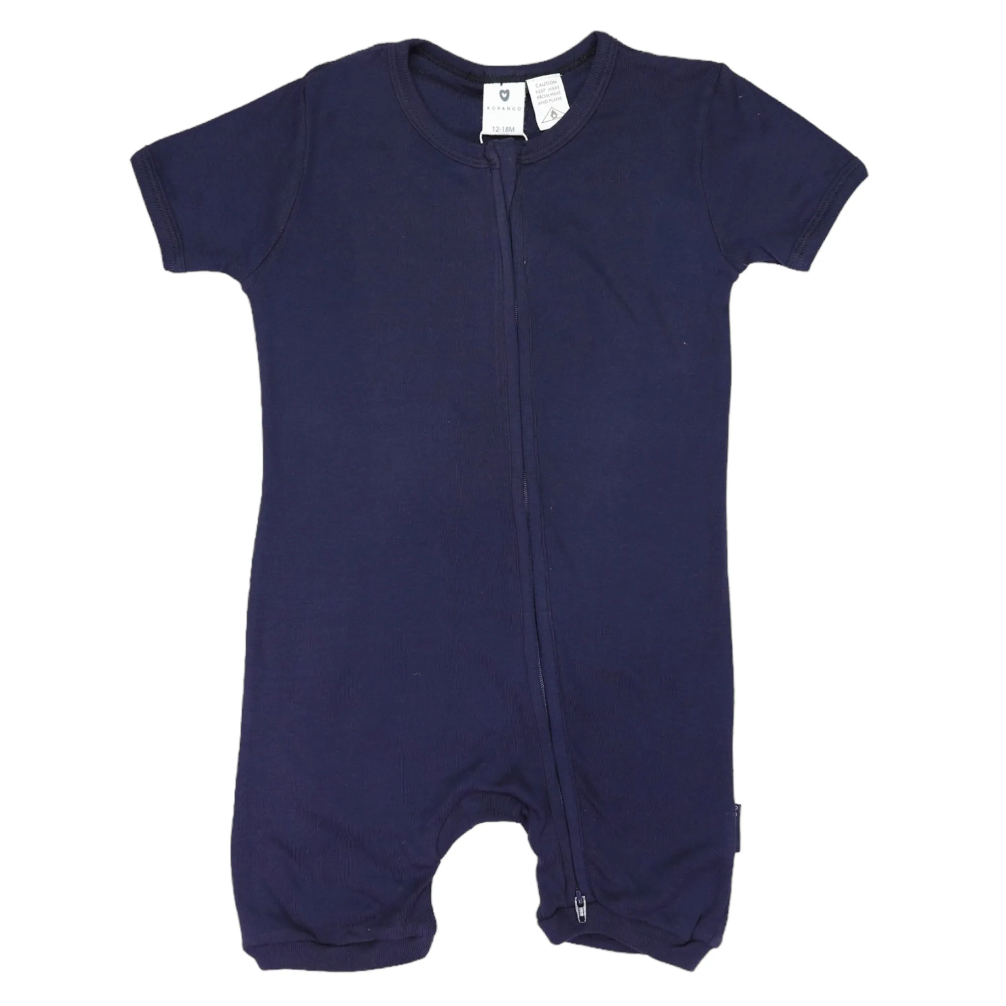 Cotton Modal Short Sleeve Romper with Zip Navy
