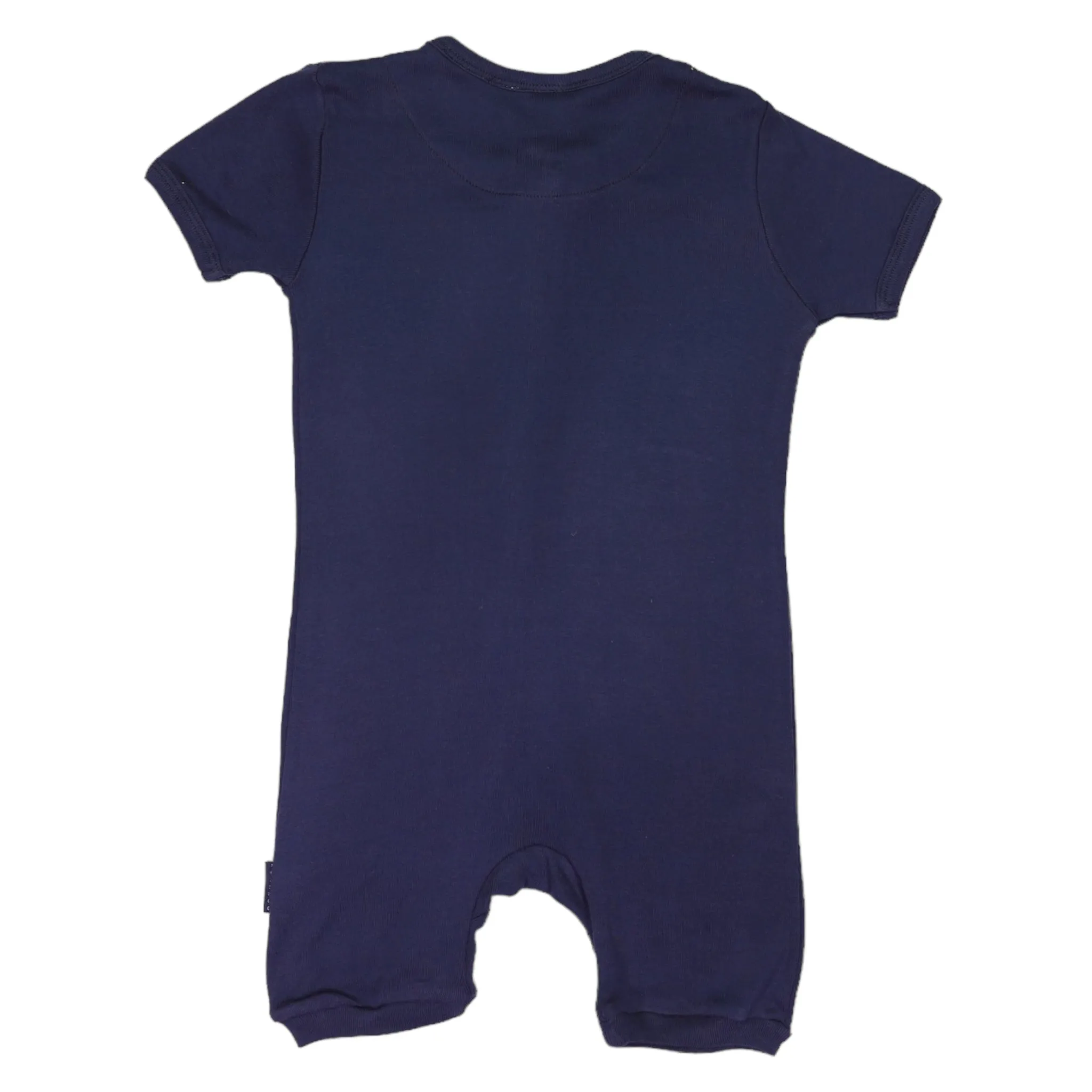 Cotton Modal Short Sleeve Romper with Zip Navy
