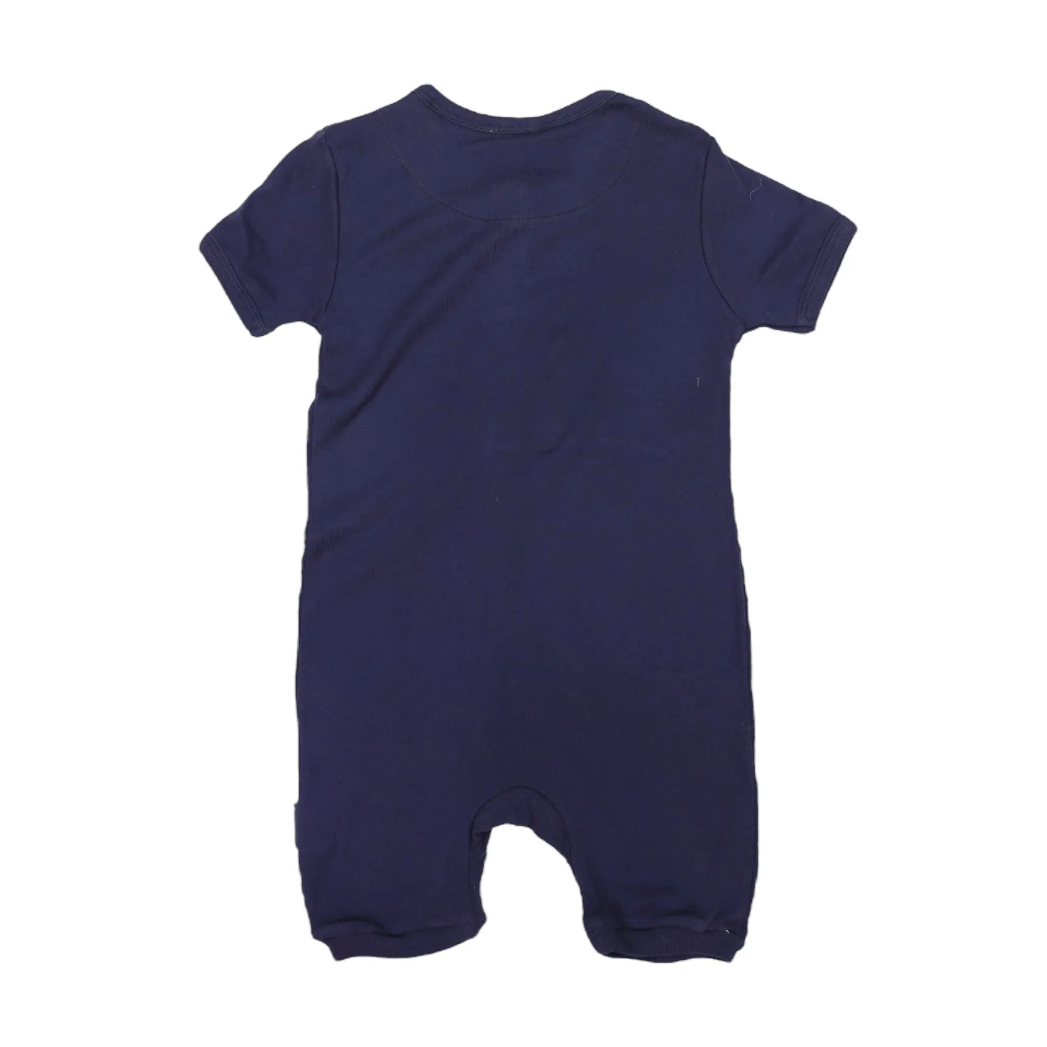 Cotton Modal Short Sleeve Romper with Zip Navy