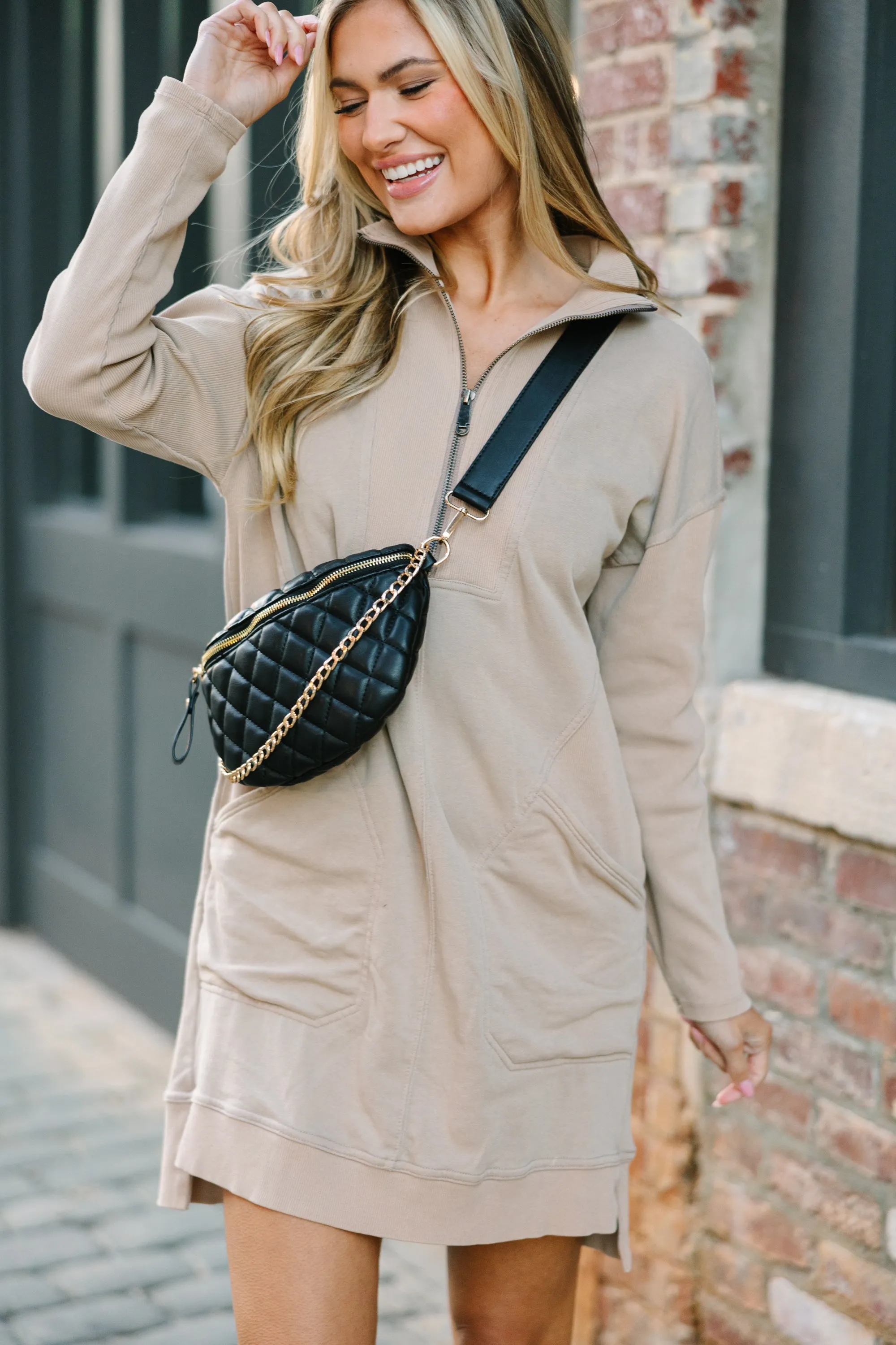 Couldn't Be Better Light Mocha Brown Sweater Dress