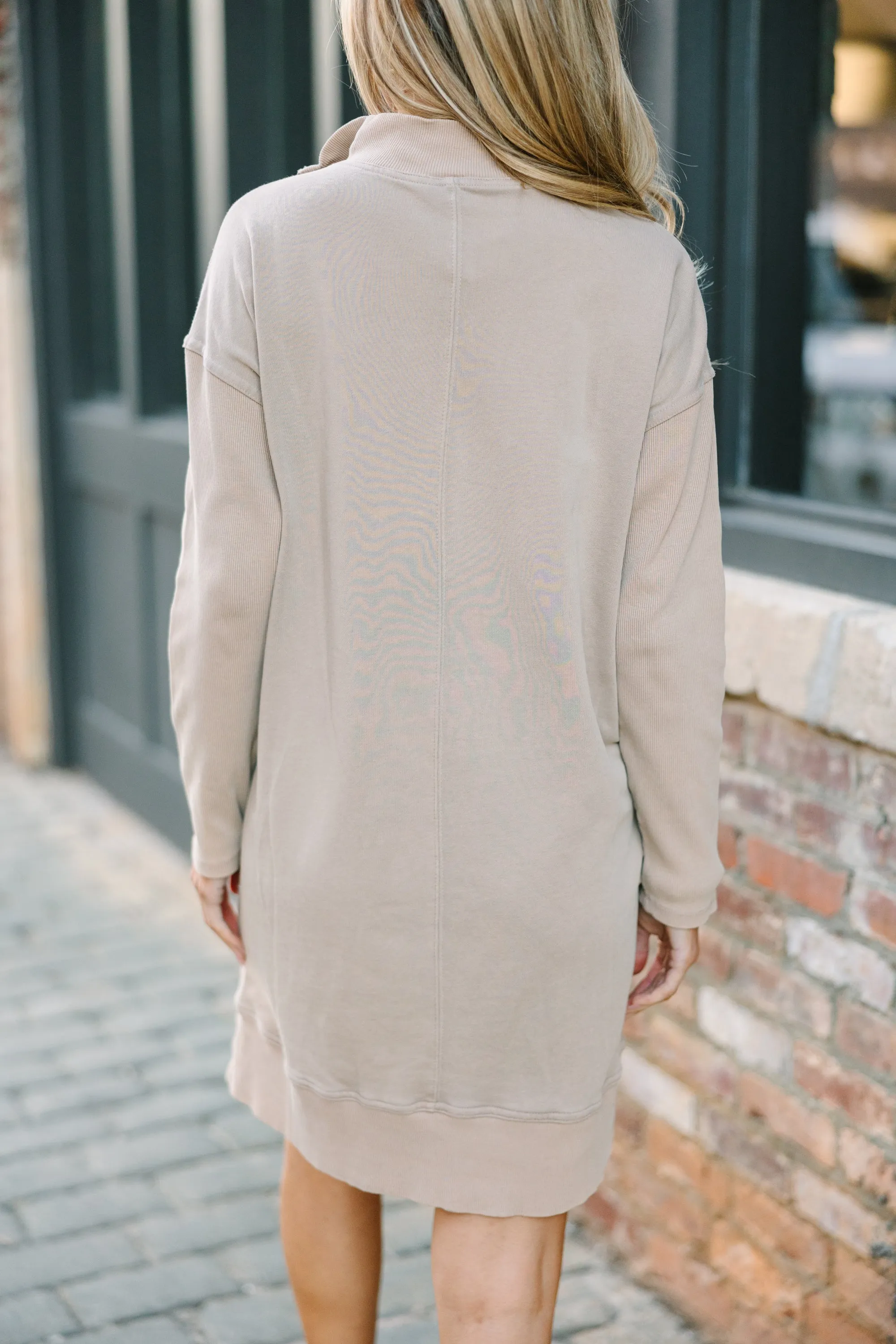Couldn't Be Better Light Mocha Brown Sweater Dress