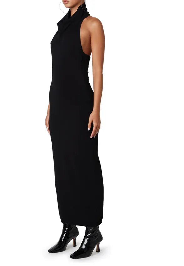 Cowl Neck Halter Midi Dress
