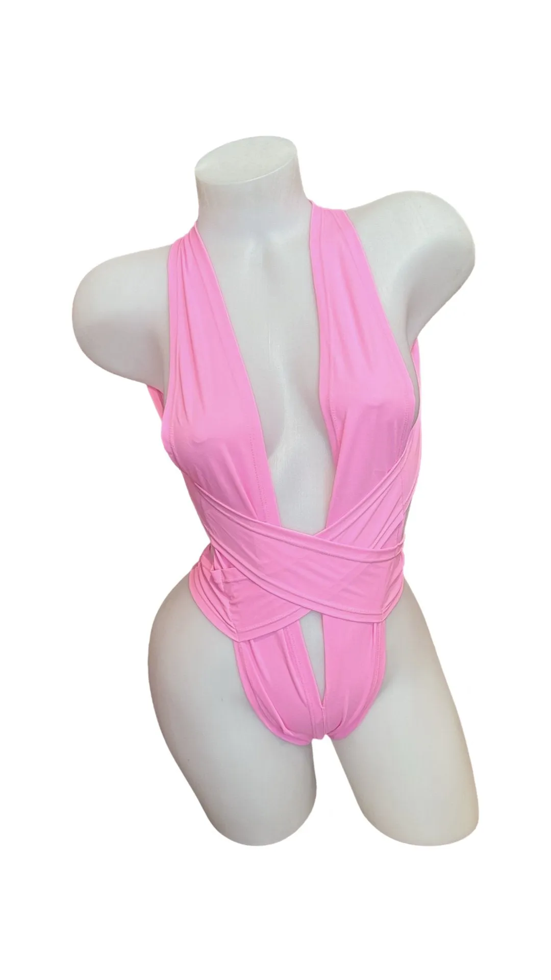 Criss Cross Bodysuit Baby Pink