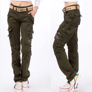 Female Cargo Multi Pockets Loose Pants