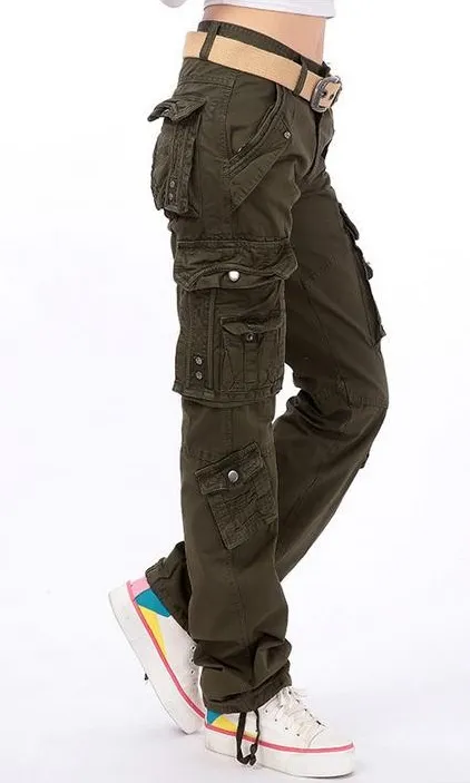 Female Cargo Multi Pockets Loose Pants
