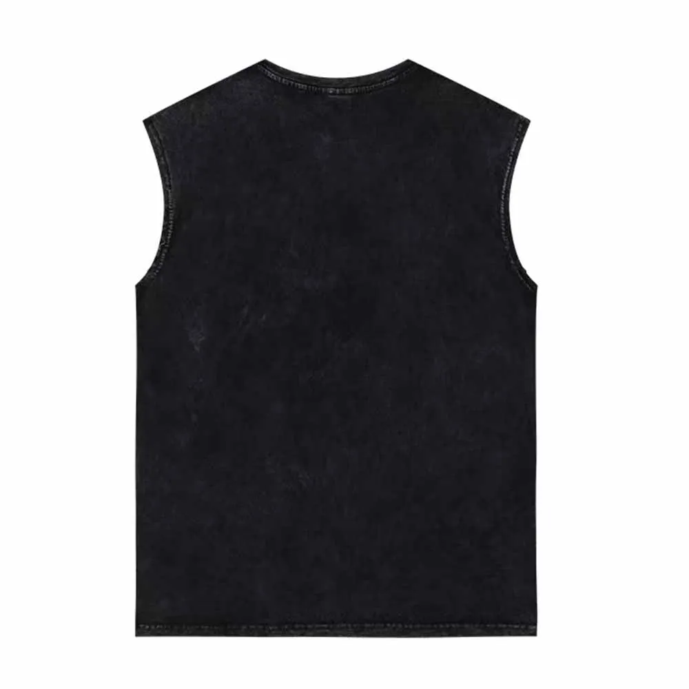 Fuck Circle Letter Print Vintage Washed Vest Top