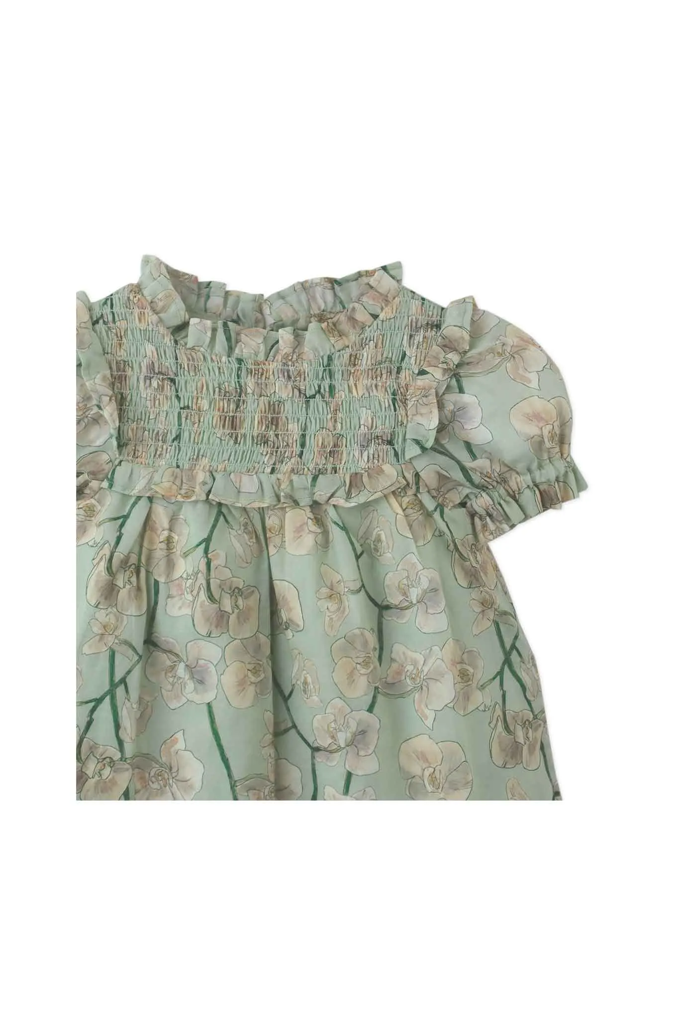 Gingersnaps Orchid Print Dress With Smocked Bodice