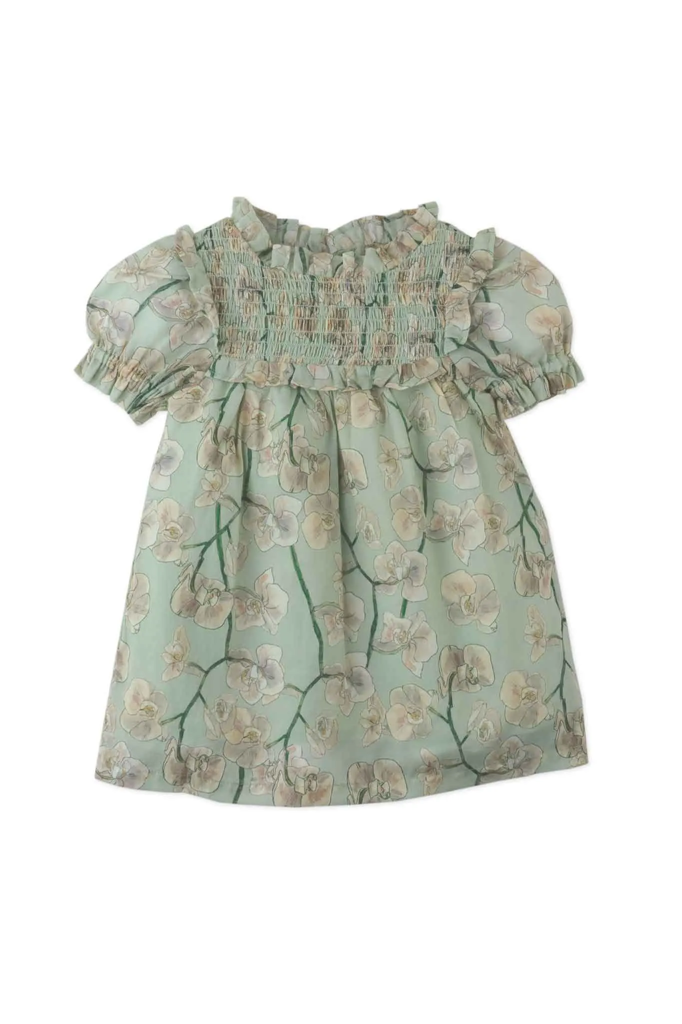 Gingersnaps Orchid Print Dress With Smocked Bodice