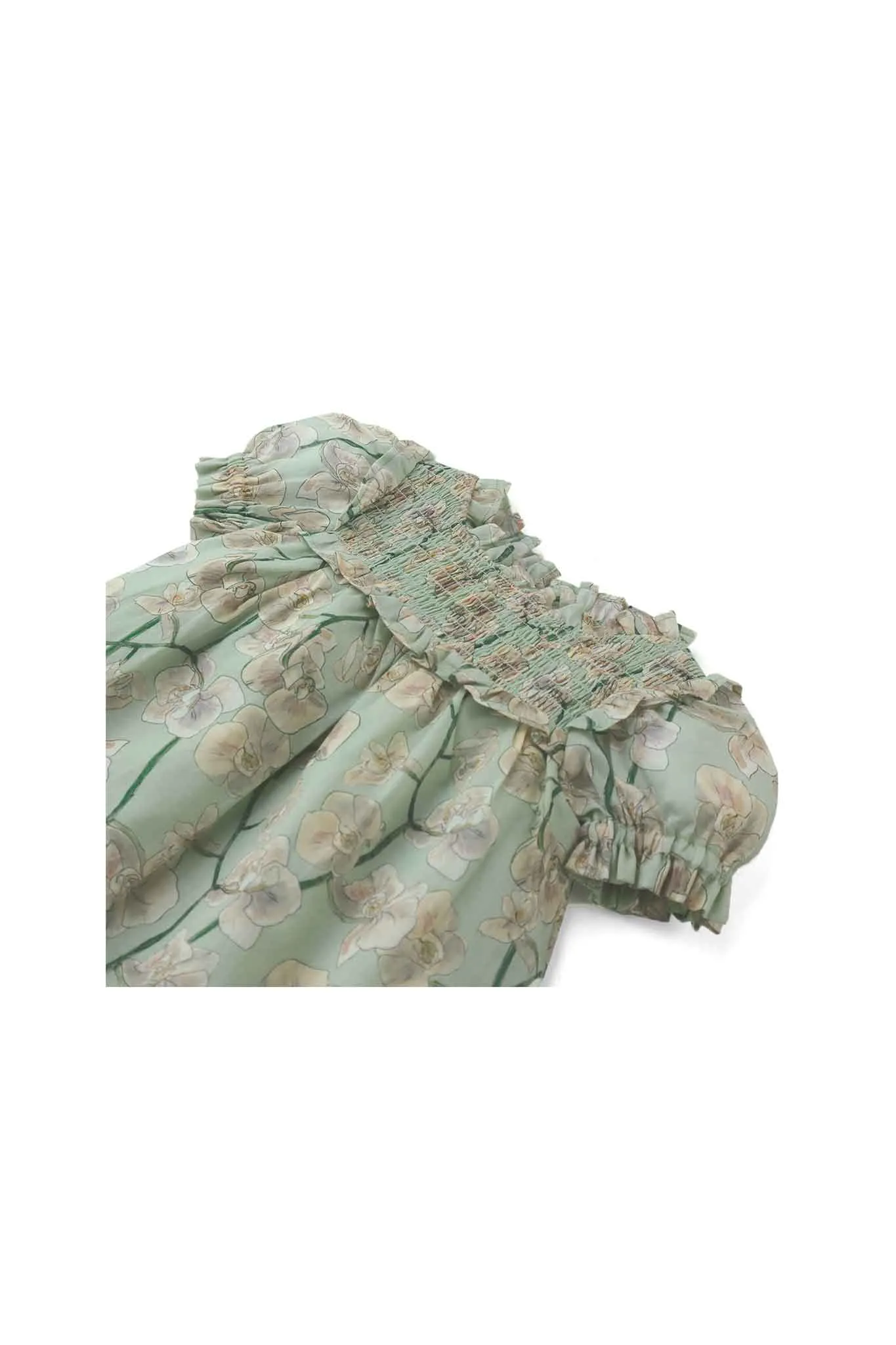 Gingersnaps Orchid Print Dress With Smocked Bodice