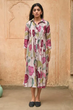Grey Chanderi Silk Shirt Dress