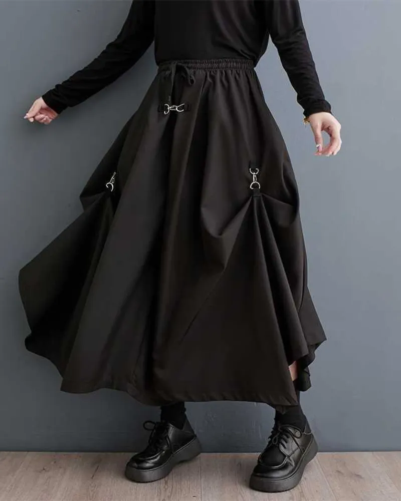 Harajuku Wide-Leg Cargo Skirt Pants