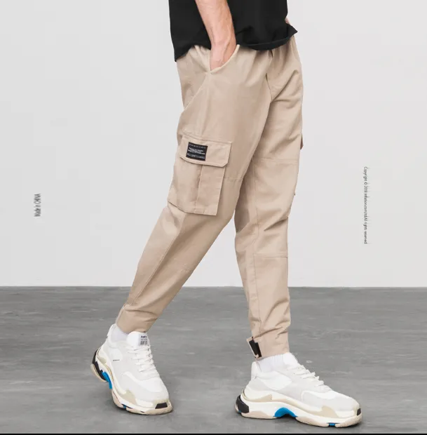 High Street Tide brand multi-pocket function overalls men's beam pants Harlan feet casual pants hiphop lantern pants tide