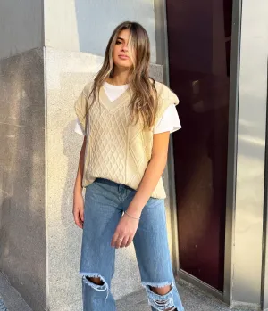 Knitted Wool Vest Beige