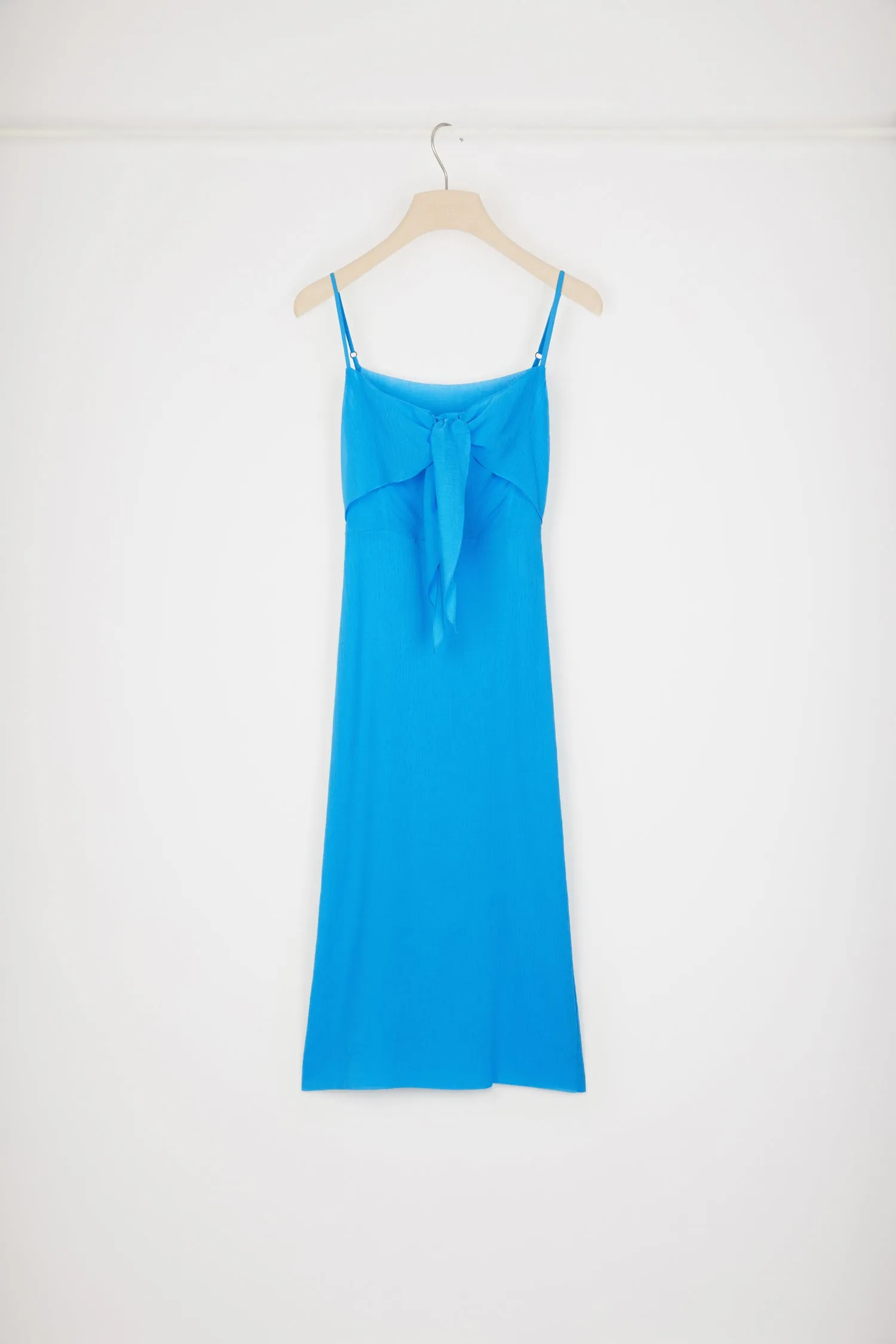 Knot-front slip dress in organic cotton
