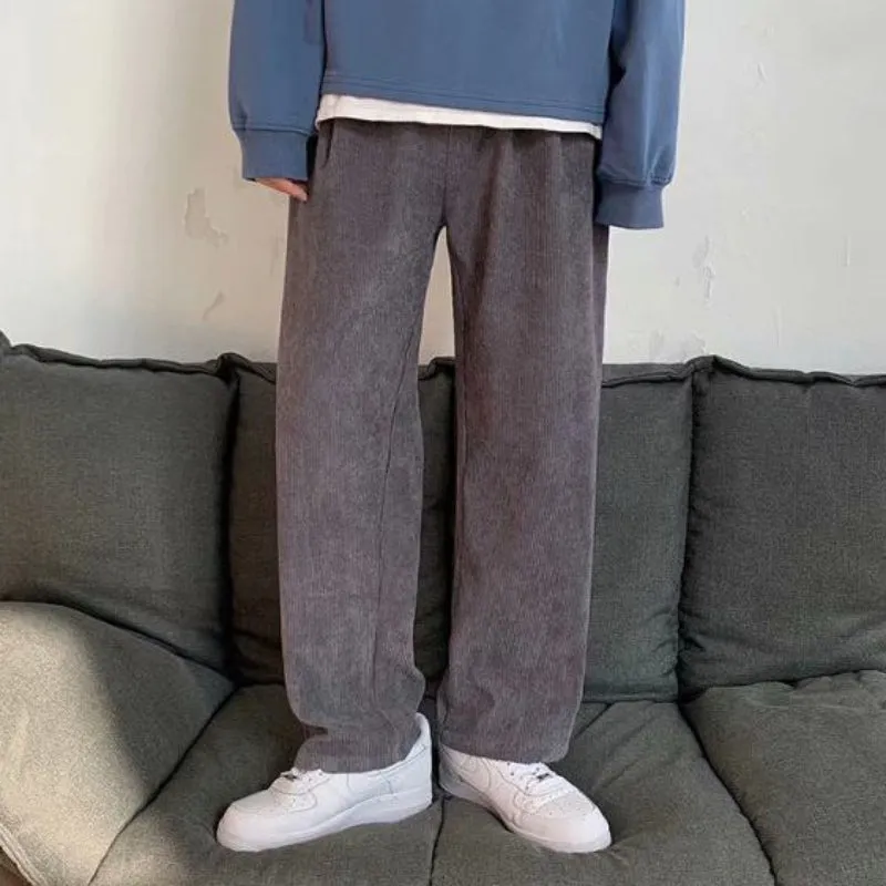 Men Pants Corduroy Casual Pants Loose Trousers