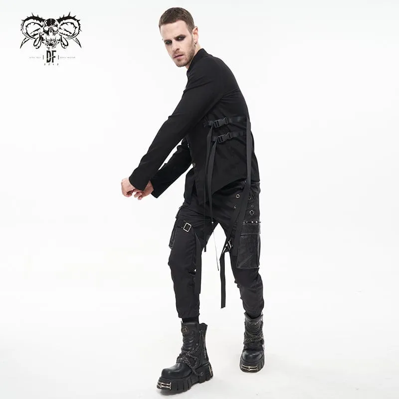 Men's Punk Big-pocket Strap Belt Jogger Pants