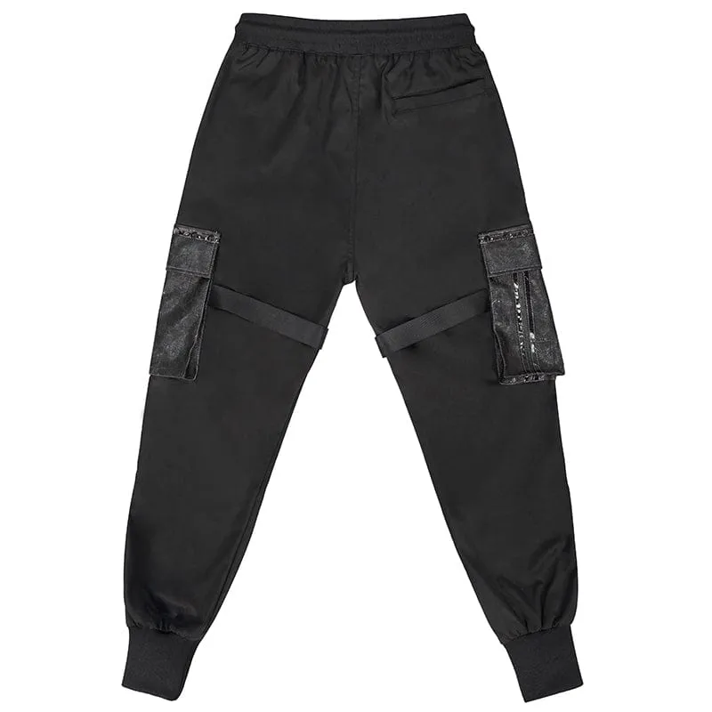 Men's Punk Big-pocket Strap Belt Jogger Pants