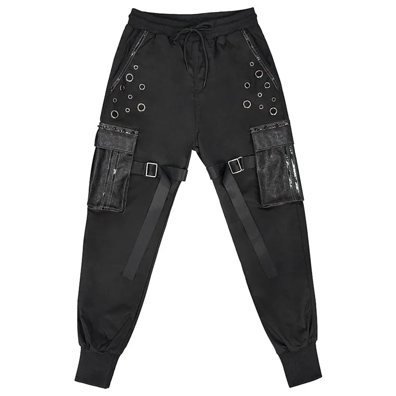 Men's Punk Big-pocket Strap Belt Jogger Pants