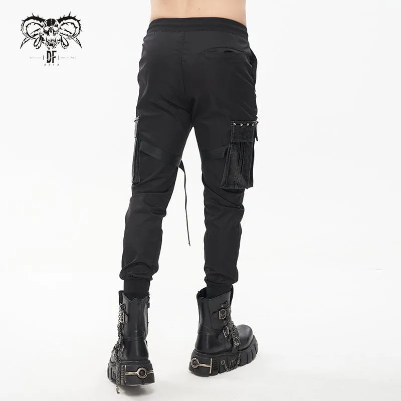 Men's Punk Big-pocket Strap Belt Jogger Pants