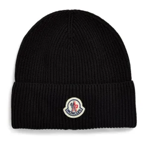 Moncler Logo Beanie Black