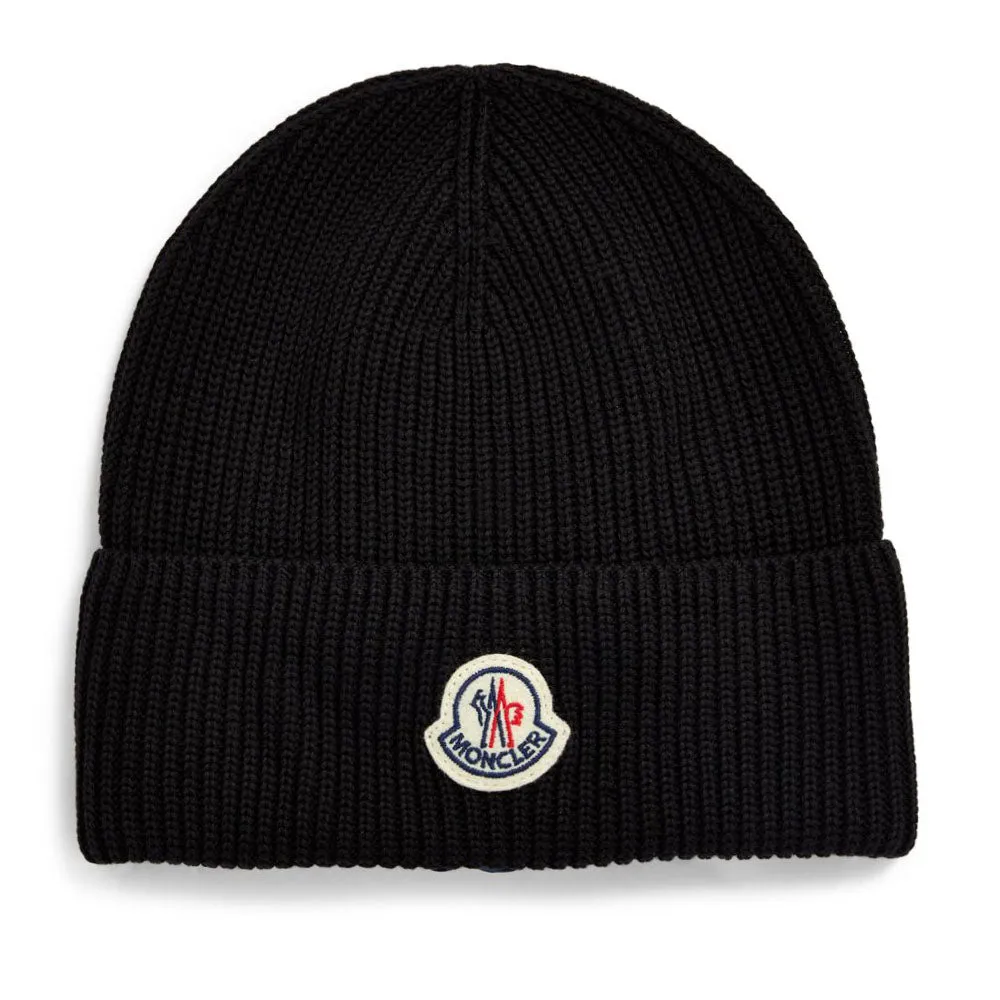 Moncler Logo Beanie Black