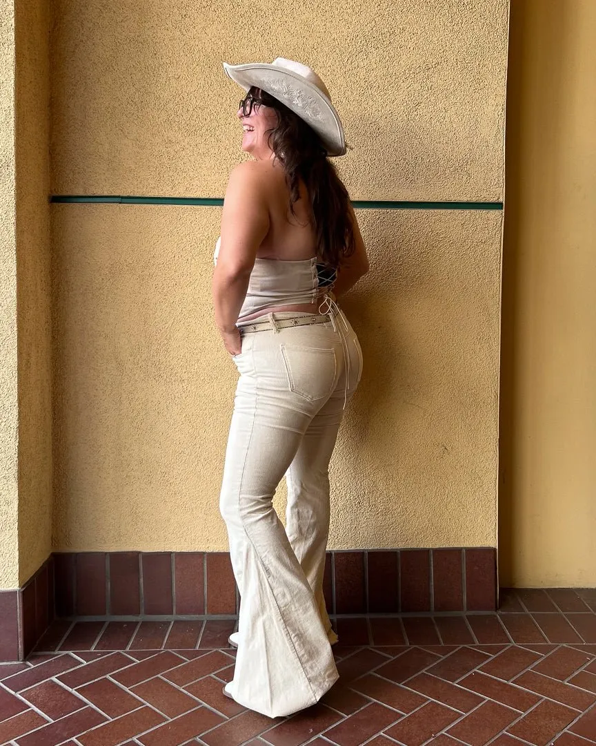Moonstruck Cream Corduroy Flare Pants