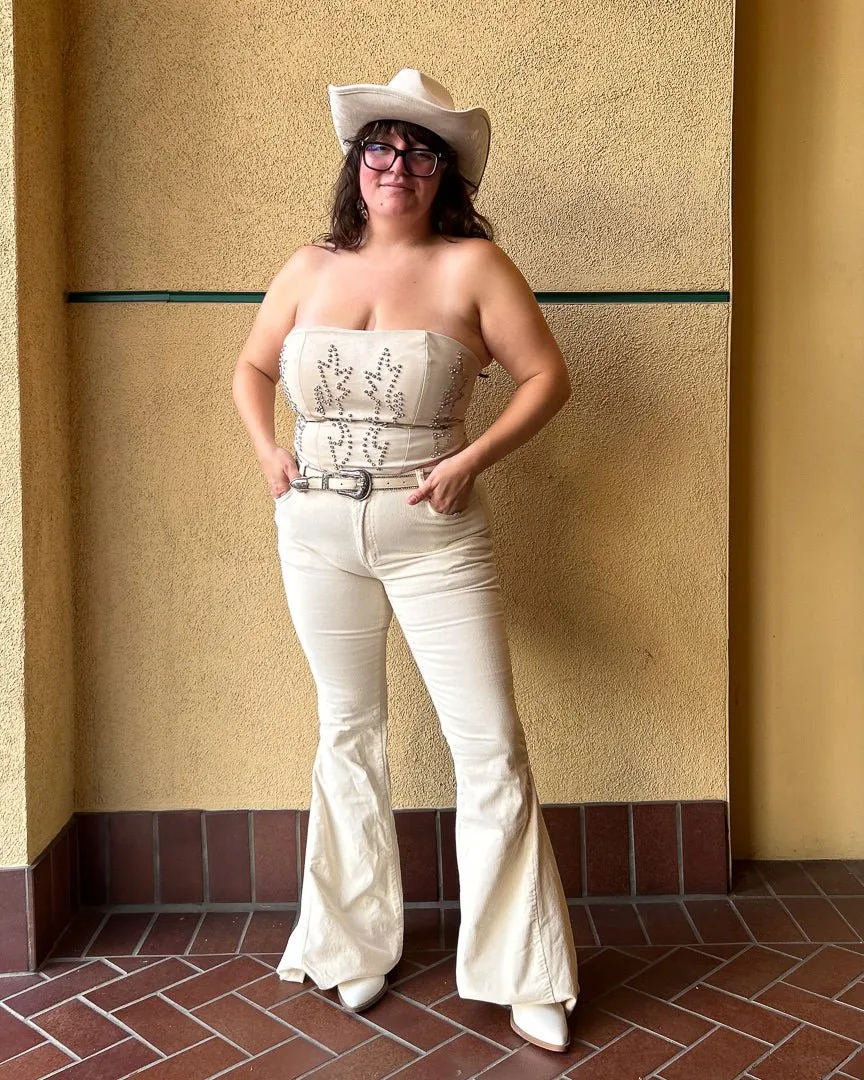 Moonstruck Cream Corduroy Flare Pants