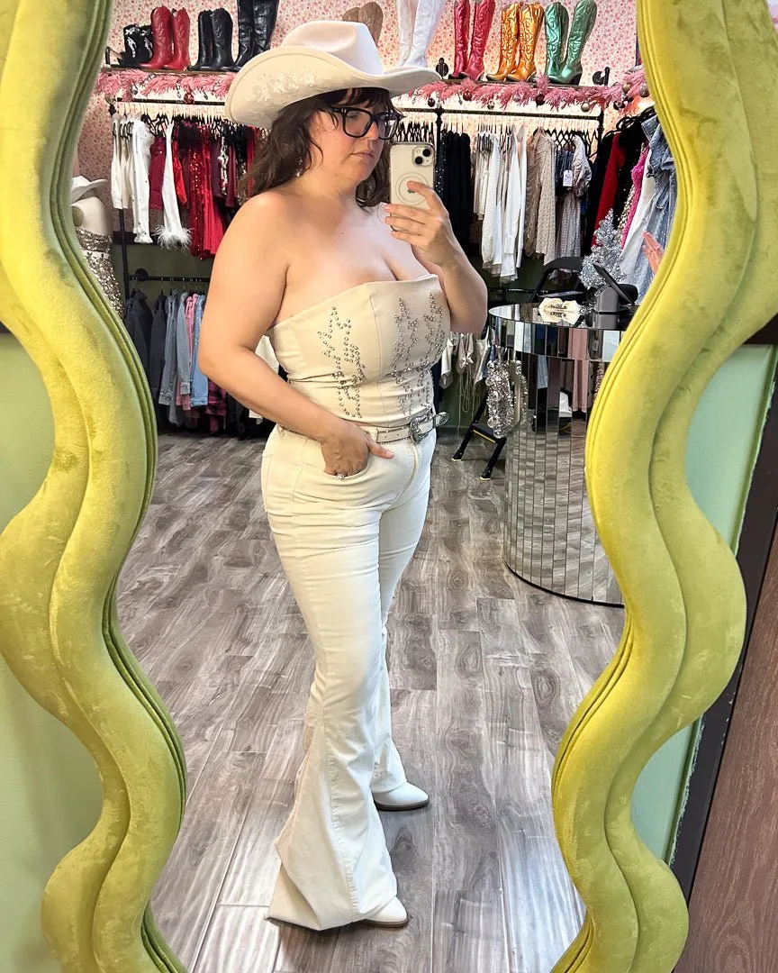 Moonstruck Cream Corduroy Flare Pants