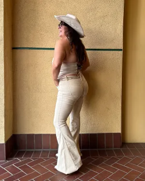 Moonstruck Cream Corduroy Flare Pants