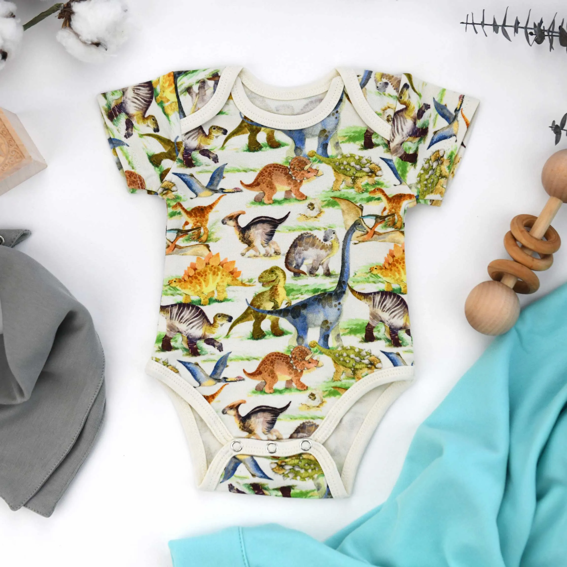 Organic Cotton Short Sleeve Baby Bodysuit, Scout