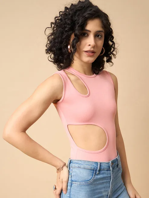 Peach Cut Out Bodysuit
