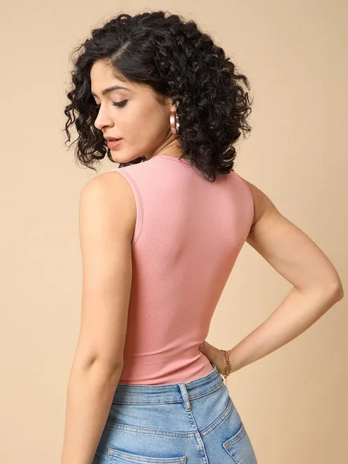 Peach Cut Out Bodysuit
