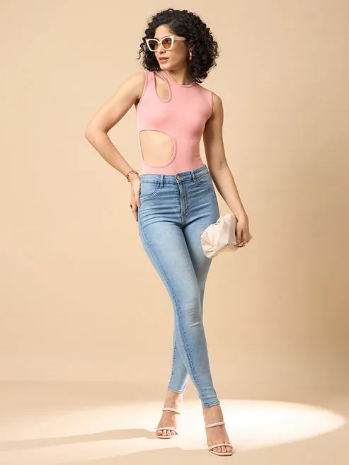 Peach Cut Out Bodysuit