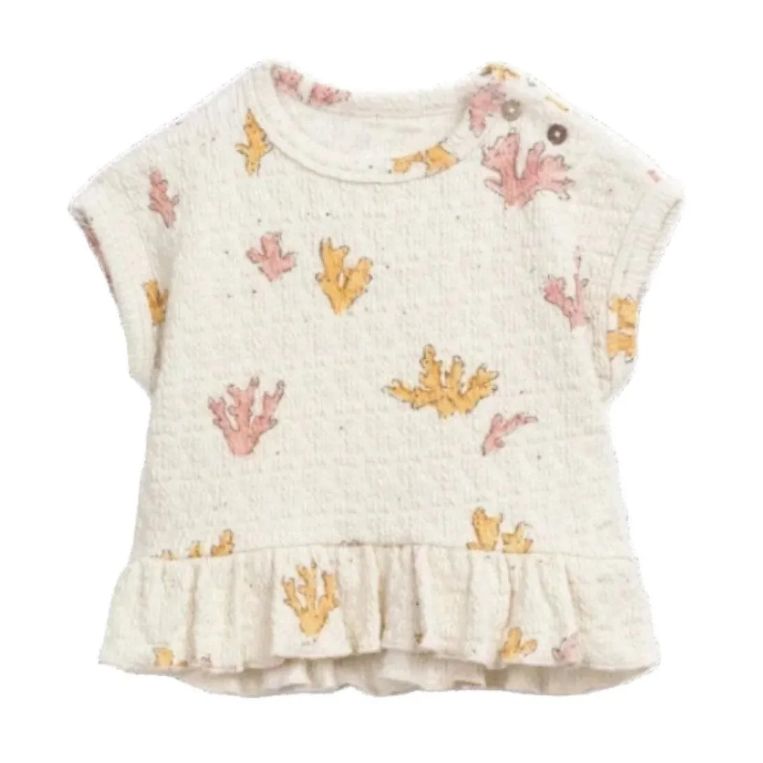 Play Up - Organic Jersey Jacquard Tee - Coral