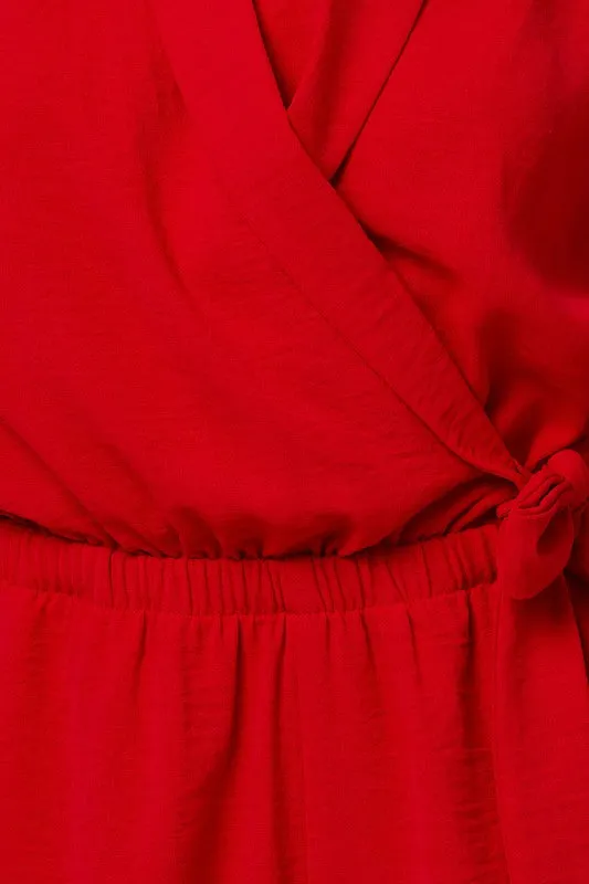 Red Side Tie Romper