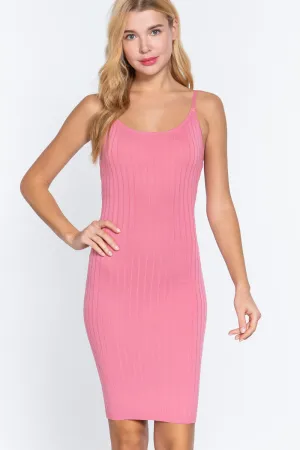 Round Neck Cami Rib Sweater Dress