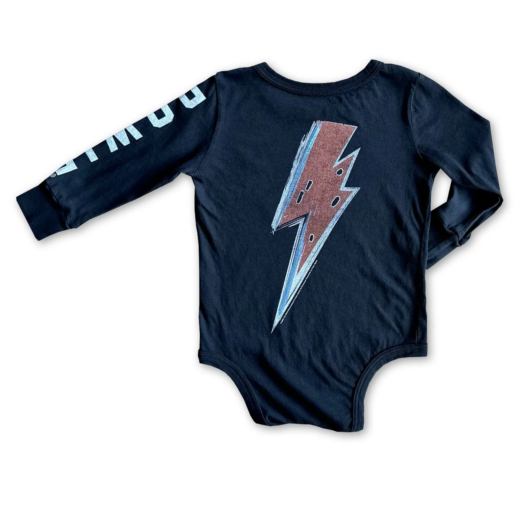 Rowdy Sprout David Bowie Bolt Long Sleeve Black Bodysuit