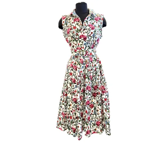 Samantha Sung - Claire Collared Sleeveless Dress in Petite Flora Print