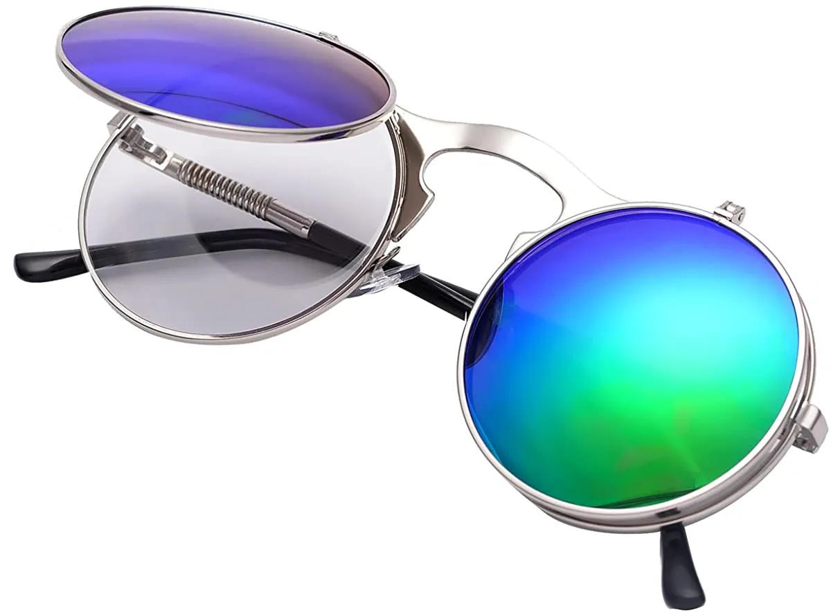 SG353 - Retro Metal Punk Steam Flip Sunglasses
