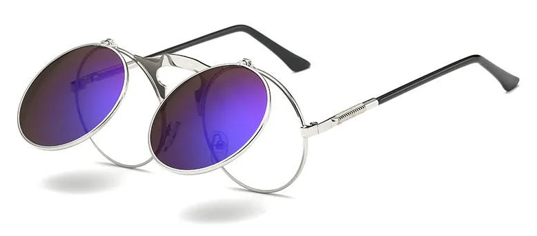 SG353 - Retro Metal Punk Steam Flip Sunglasses